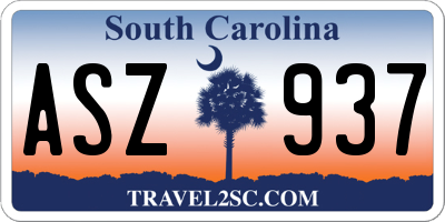 SC license plate ASZ937