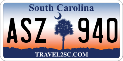 SC license plate ASZ940
