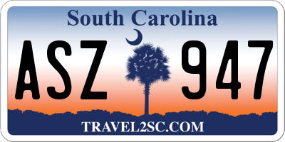 SC license plate ASZ947