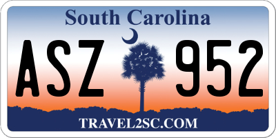 SC license plate ASZ952