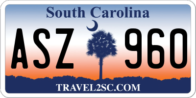 SC license plate ASZ960