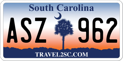 SC license plate ASZ962