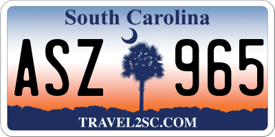 SC license plate ASZ965