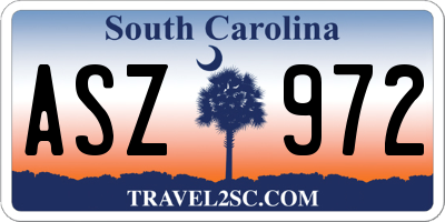 SC license plate ASZ972