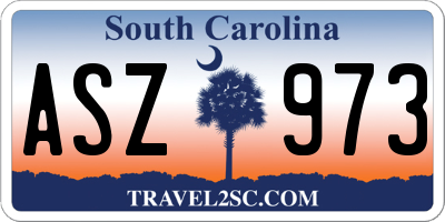 SC license plate ASZ973