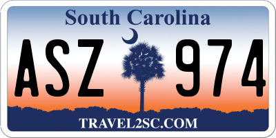 SC license plate ASZ974