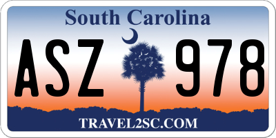 SC license plate ASZ978