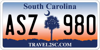 SC license plate ASZ980