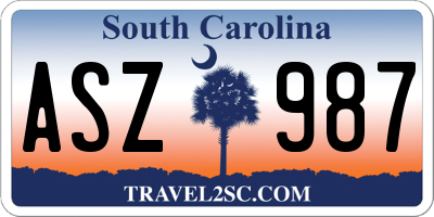 SC license plate ASZ987