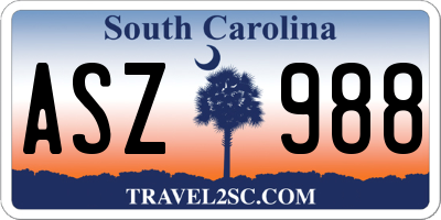 SC license plate ASZ988