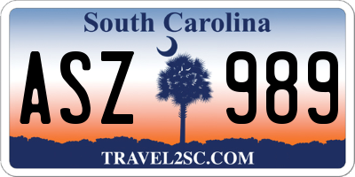 SC license plate ASZ989