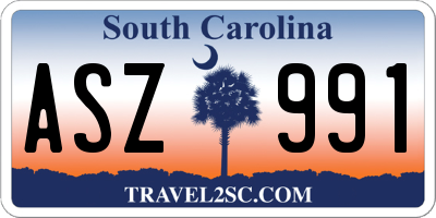 SC license plate ASZ991