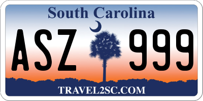 SC license plate ASZ999