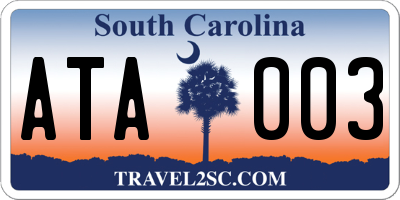 SC license plate ATA003