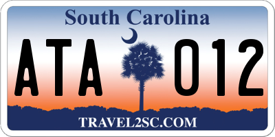 SC license plate ATA012