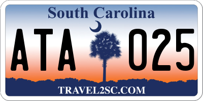 SC license plate ATA025