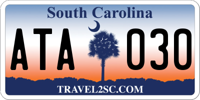 SC license plate ATA030