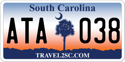 SC license plate ATA038