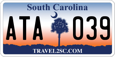SC license plate ATA039