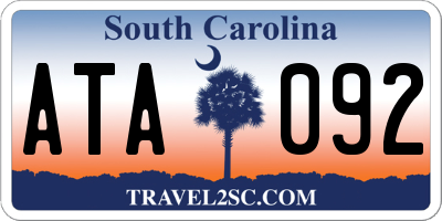 SC license plate ATA092