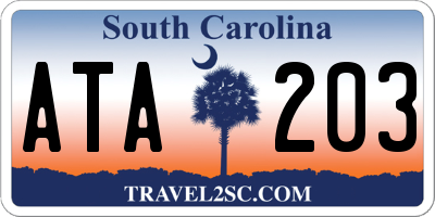 SC license plate ATA203
