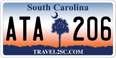 SC license plate ATA206