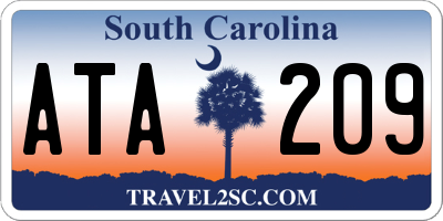 SC license plate ATA209