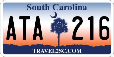 SC license plate ATA216
