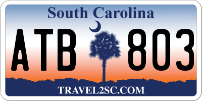 SC license plate ATB803