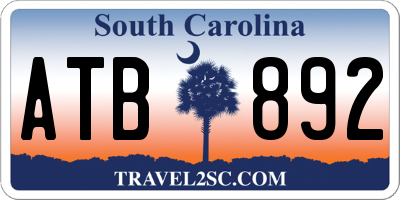 SC license plate ATB892