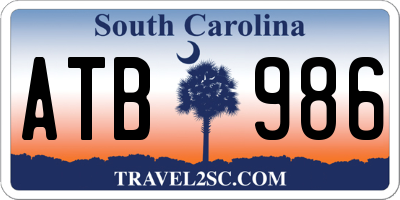 SC license plate ATB986