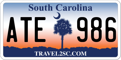 SC license plate ATE986