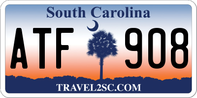 SC license plate ATF908