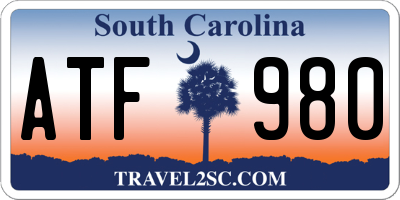 SC license plate ATF980