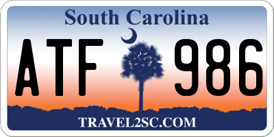SC license plate ATF986