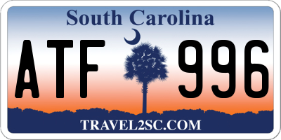 SC license plate ATF996