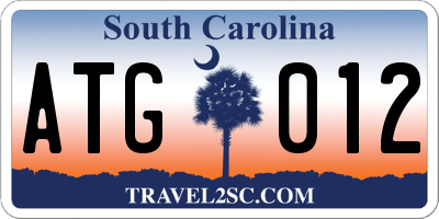 SC license plate ATG012