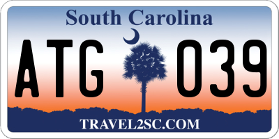 SC license plate ATG039