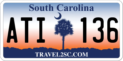 SC license plate ATI136