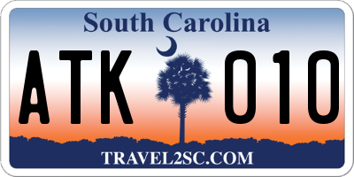 SC license plate ATK010