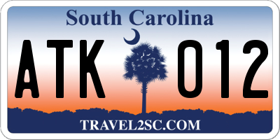SC license plate ATK012