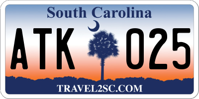 SC license plate ATK025