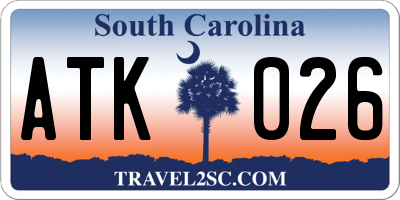 SC license plate ATK026