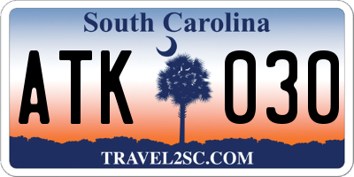 SC license plate ATK030