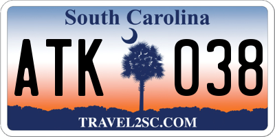SC license plate ATK038