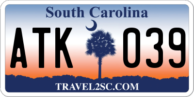 SC license plate ATK039