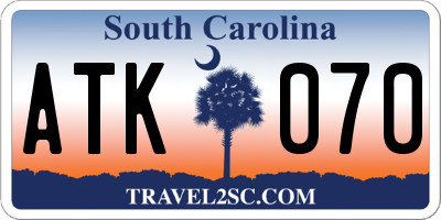 SC license plate ATK070