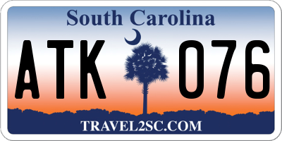 SC license plate ATK076