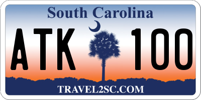 SC license plate ATK100