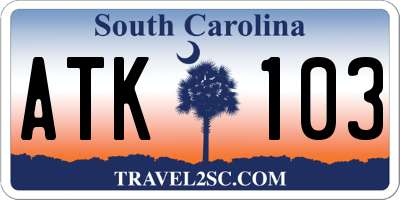 SC license plate ATK103